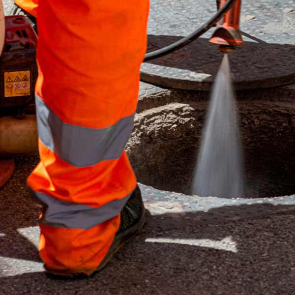 Domestic sewer pipe junction after cleaning