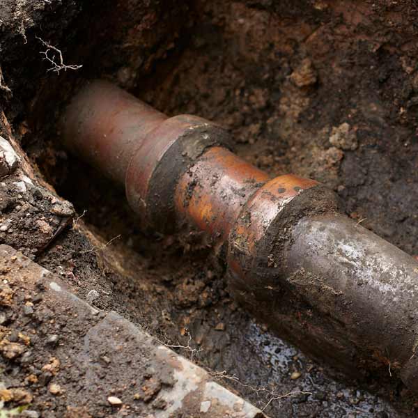 Domestic sewer pipe junction after cleaning